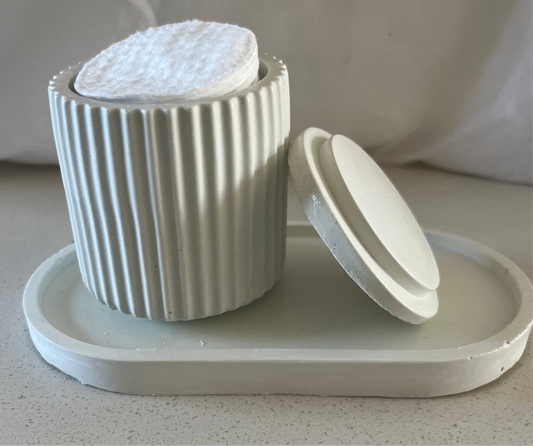 2pc Ribbed Vase and Oval Tray